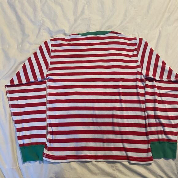 Hanna Andersson Pajama Top Small Red White Striped Green Trim Organic Cotton - Picture 7 of 12